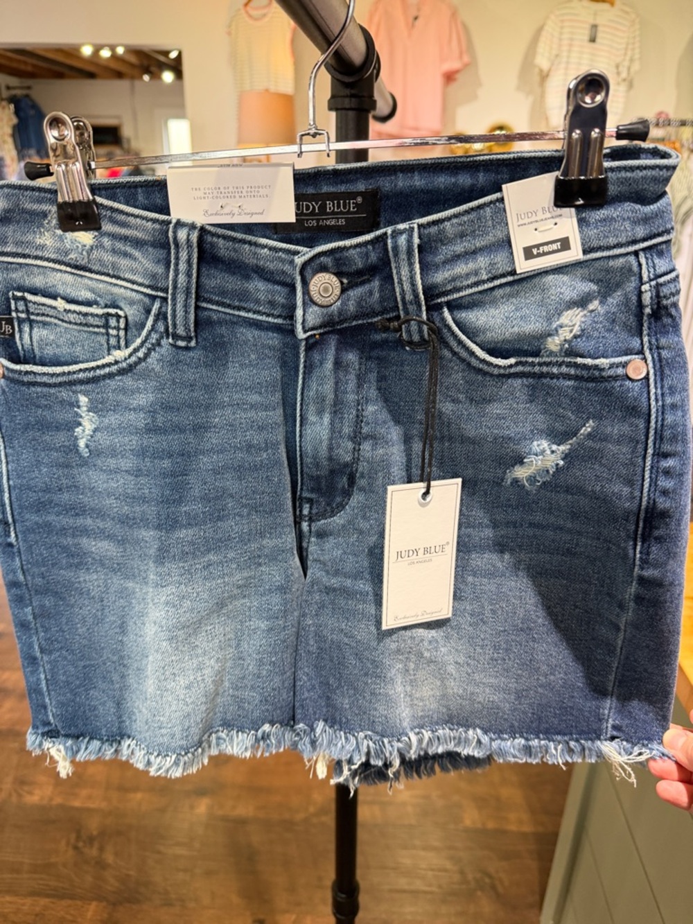 Judy Blue Medium Wash Distressed Denim Shorts